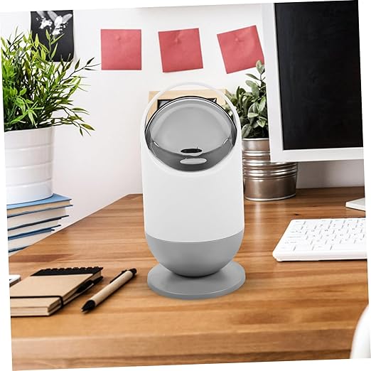 Mini Desktop Trash Can Portable Grey Wastebasket for Office Bathroom Kitchen Compact Garbage Bin Lid for Easy Disposal