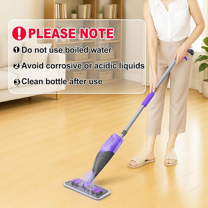 Spray Mop for Hardwood Floor Cleaning with 2 Reusable Pads + 12 Disposable Refills &amp 2 Bottles