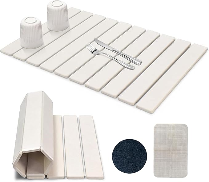 Stone Drying Mat for Kitchen Counter Stone Dish Drying Mat Quick Dry Stone Mat Kitchen Drying Stone for Kitchen Counter Drying Mat for Kitchen Counter Stone Mat for Kitchen Sink (Grey)