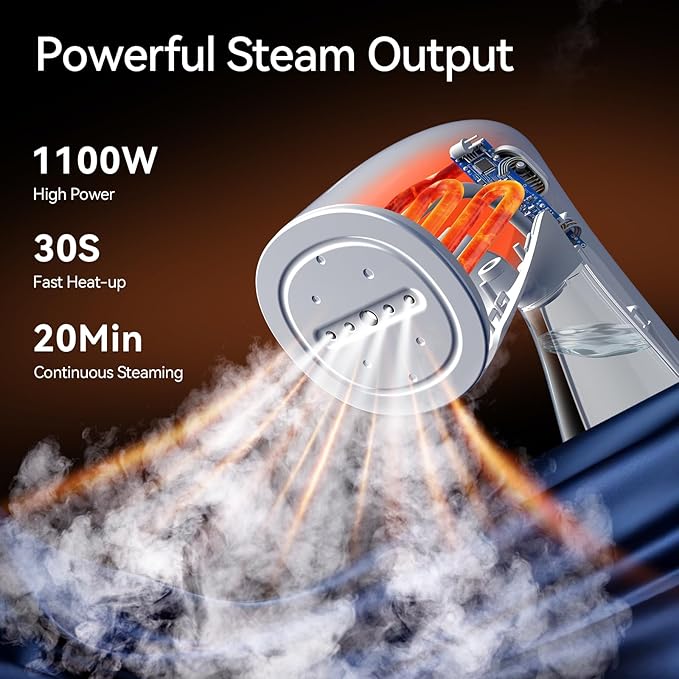 HiLIFE Upgraded Steamer for Clothes Handheld &amp Portable 1100W Powerful Steam 300ml Big Capacity &amp No Leak Design 30S Fast Heat-up Quick Wrinkle Remover Compact Size for Travel ONLY 120V