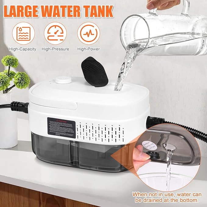 2500W High Pressure Steam Cleaner with One-Button Adjustment 15 in 1 Handheld Steam Cleaner for Home Multi-Purpose Portable Steamer for Car Detailing/Grout/Floor/Tile Dirt Remover Cleaning Tool