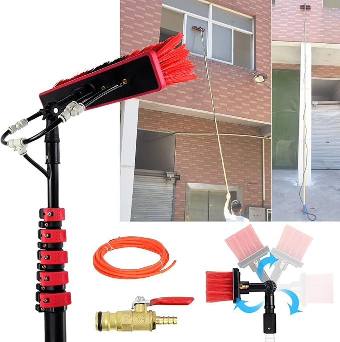 Outdoor Window Glass Cleaner Kit 5.4-10.8m Water Fed Telescopic Brush Portable Extendable Solar Photovoltaic Panel Cleaning Equipment10.8m/36ft
