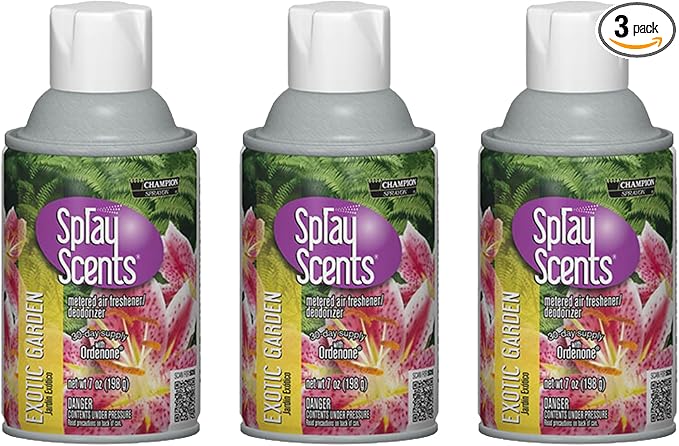 Champion Sprayon SprayScents Metered Air Freshener Refill 7 oz Odor Control Fragrance Exotic Garden (3 Pack)