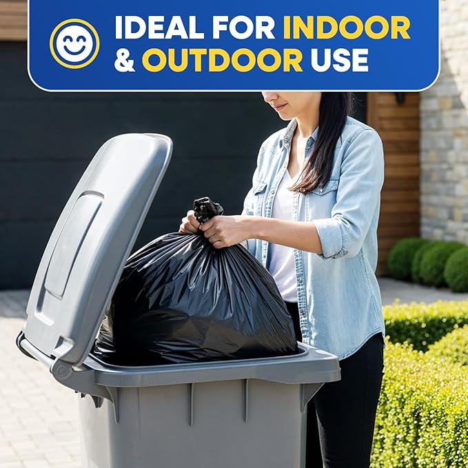 55 Gallon Trash Bags 2 Mil Large Garbage Bags for Rubbermaid Brute 44-55 Gallon Trash Cans 38x58 Black Trash Can Liners Pack of 100