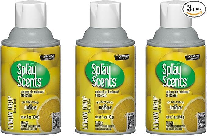 Champion Sprayon SprayScents Metered Air Freshener Refill 7 oz Odor Control Fragrance Lemon Drop (3 Pack)