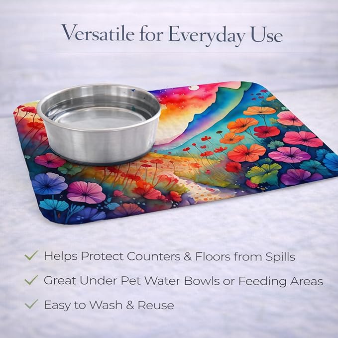 Caroline's Treasures DAC1435DDM Geraniums in Color Dish Drying Mat Absorbent Dish Drying Mat Pad for Kitchen Counter Dish Drainer Mat for Countertop 14 x 21 Multicolor