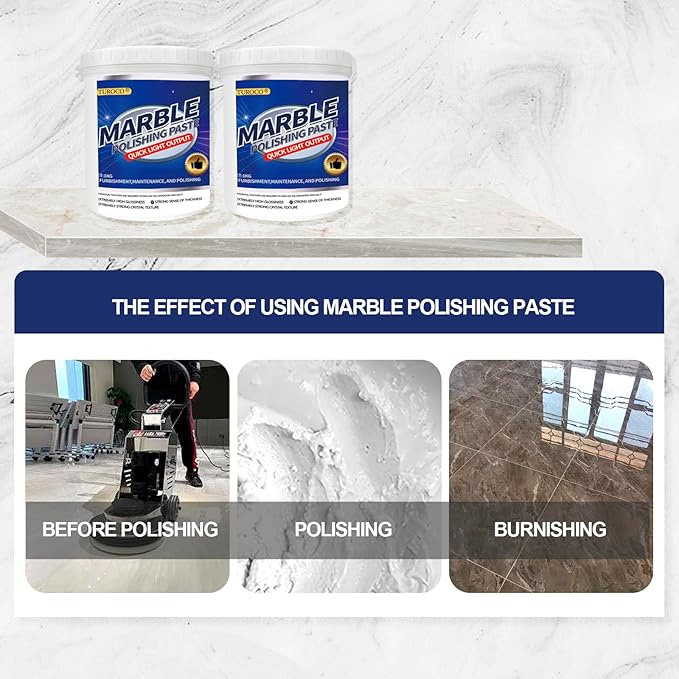 Marble Polishing Paste – for Marble Granite &amp Engineered Stone – Restores Gloss Removes Etching &amp Water Spots – Surface Cleaner &amp Shine Enhancer for Kitchens &amp Bathrooms – 2.2LB