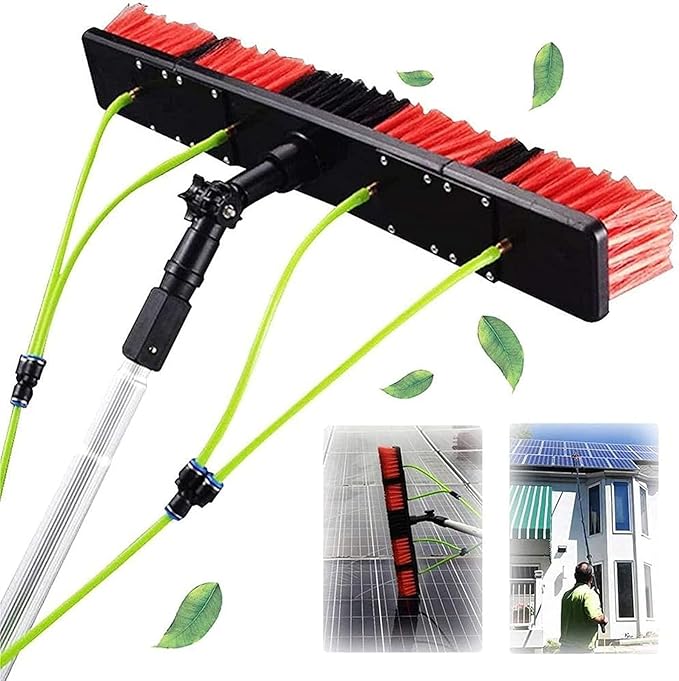 Window Cleaning Pole Water Fed Telescopic Brush Extendable Solar Panel Water Spray Cleaning Brush Window Cleaner Kit (Color : 9m)