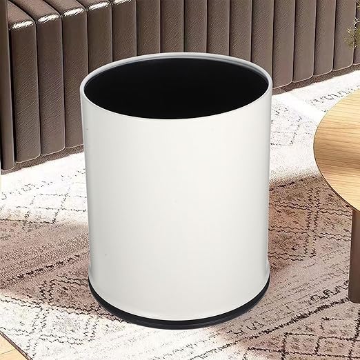 Double Layer Trash Can with Lid Fire-Resistant Round Garbage Bin Compact Bathroom and Office Wastebasket for Home Use
