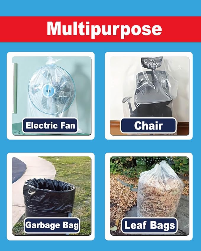 6 Mil Heavy Duty Contractor Trash Bags - 20 Pack Large Clear Construction Garbage Bags for 50/55/60 Gallon (Extra Thick Tear Resistant) (32 X 52)