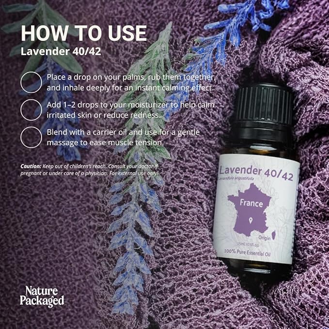 Lavender 40/42 Essential Oil Direct from France - Essential Oil for Candle Making and Soaps - Pure Lavender 40/42 Oil for Aromatherapy Skincare Haircare Perfumes (8oz)