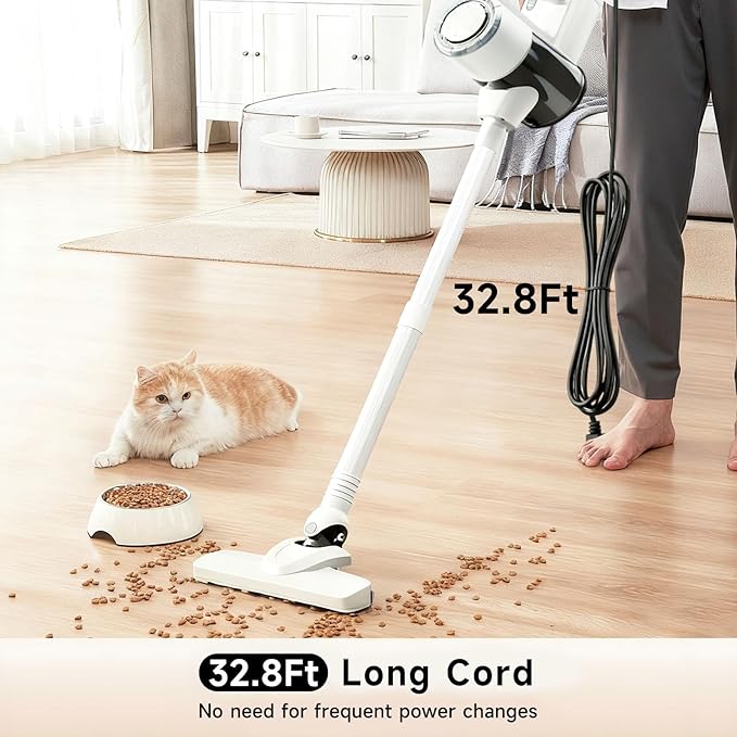 Corded Stick Vacuum Cleaner Hardwood Floor Vacuum 600W Powerful Hard Floor Vacuum Cleaners Powerful Upright Corded Vacuum Cleaner Suitable for Hair Pet Hair Wood Floors Tile Floors Dorm
