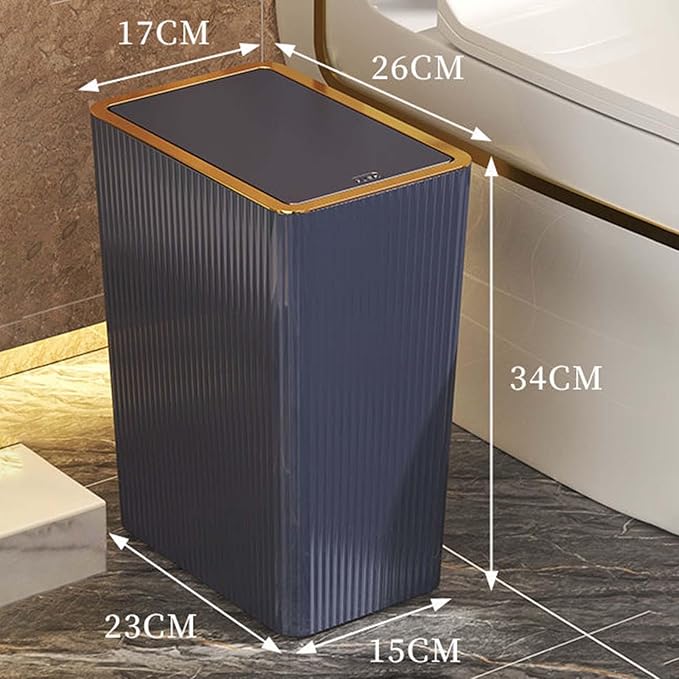 Narrow Garbage Can Kitchen Wastebasket with Press Type Lid Trash Can with Lids for Toilet Study Entryway Garage Laundry Room 15L Blue
