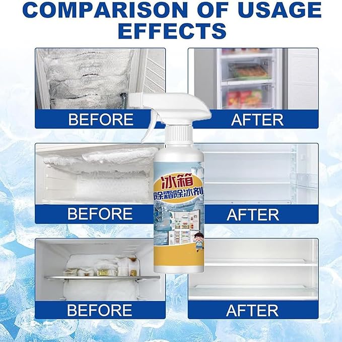High Effective Refrigerator Defrosting Agent Defrosting Spray for Fridge Freezer 9.87 Oz - Efficiently Fast Removes Ice Refrigerator Cleaning Defrost Spray for Cleaning Inside (2)