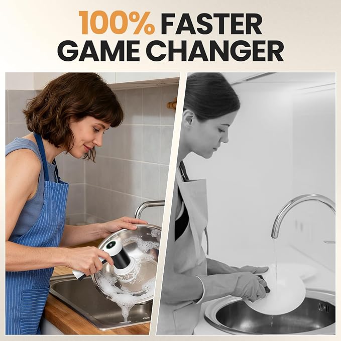 Electric Bathroom Cleaning Brush Cordless Spin Scrubber Full Body Waterproof IPX7 with 6 Replaceable Brush Heads for Bathtub/Kitchen/Window/Home Cleaning -SD-CTB02