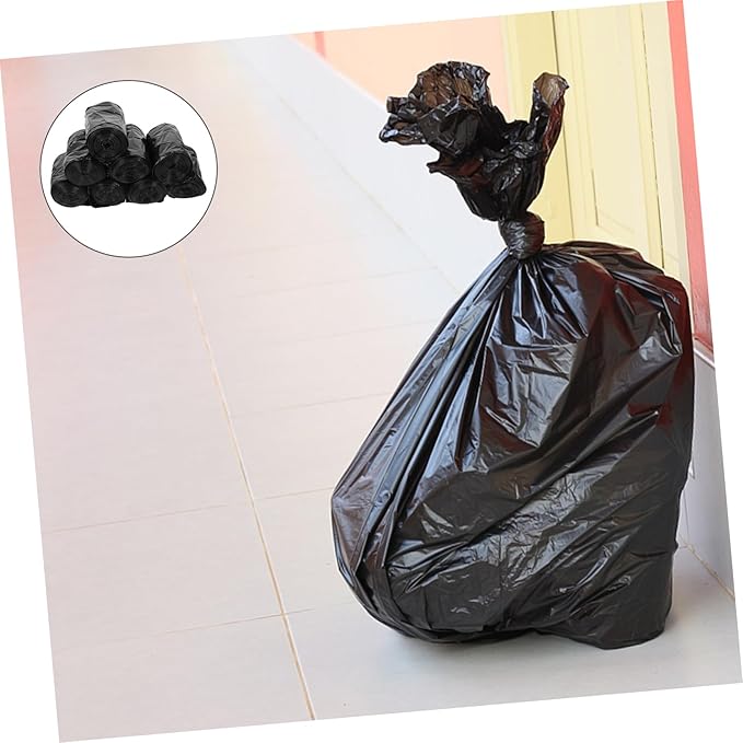 Mikinona 200Pcs Black Thick Disposable Toilet Trash Bags Portable Garbage Liners for Home Bathroom Use PE Leak-resistant Large for Easy Cleanup and Storage