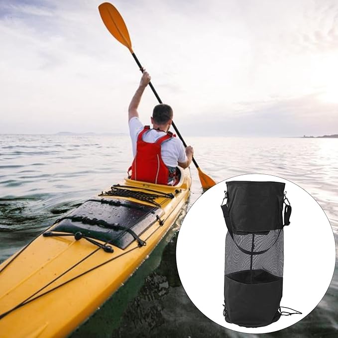 Reusable Boat Trash Bag Waterproof Mesh Garbage Bag for Boat Outdoor Camping Kayaking with Elastic Top and Sturdy Buckle Strap for Secure Mounting