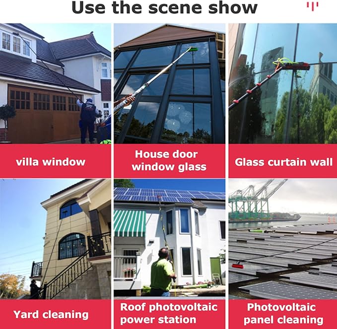 Water Fed Pole Kit Window Cleaning Pole 6M 9M 10.8M Water Fed Telescopic Brush/Extendable Cleaner Conservatory Roof Suitable for Photovoltaic Panel Cleaning Trucks29FT/9M (19FT/6M)