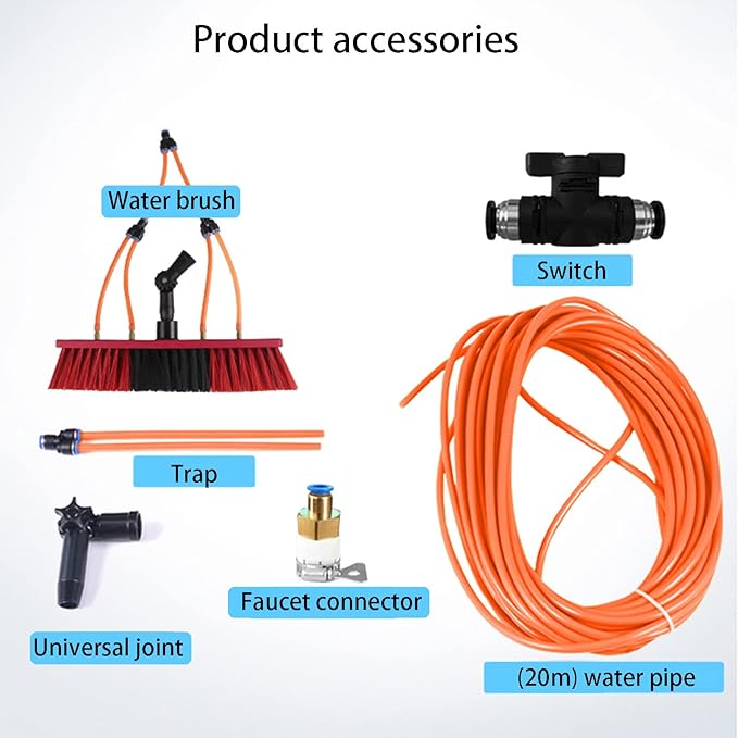 Water Fed Pole Kit Window Cleaner Kit Water/Hose Fed Pole Window Cleaning Brush Equipment Washing Set Equipment Extension Pole Cleaning 24FT/7.2M-30CM