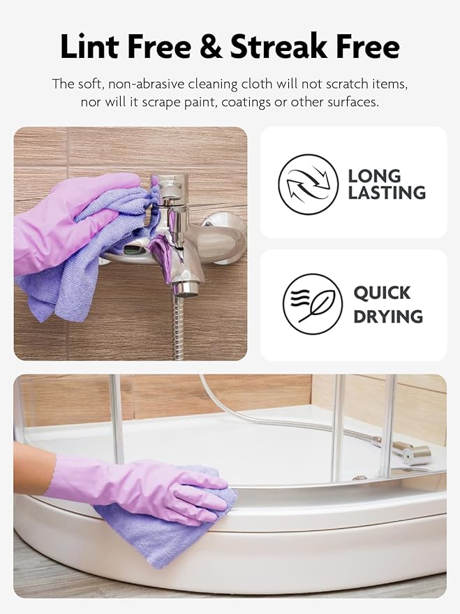 Fantasticlean Microfiber Cleaning Cloth Roll -75 Pack Tear Away Microfiber Towels 12 x 12 Reusable Washable Scratch Free Ultra Absorbent Dishcloth for All-Around Cleaning Supplies (Lavender)