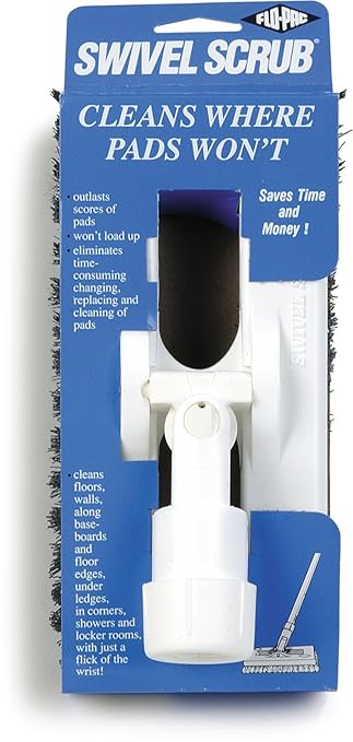 SPARTA 363883103 Plastic Block Swivel Scrub Brush Polyester Bristles 1 Bristle Trim 8 Length x 3-1/2 Width Black/White