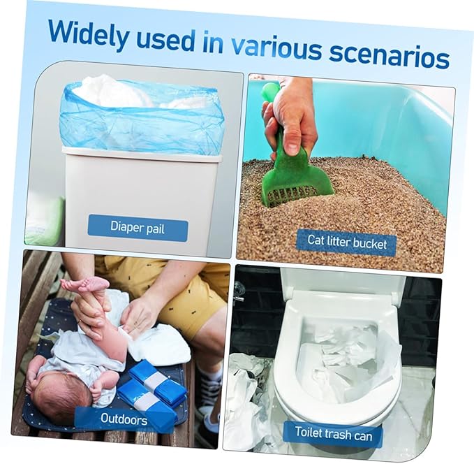 Mikikit 5 Rolls Pe Blue Diaper Pail Bags 260mm X 7m Thickened Odor-proof Trash Bags for Diaper Storage and Home Trash Containers
