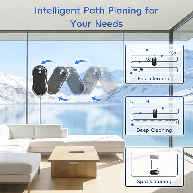 Obito X3 Window Cleaning Robot Dual Nozzles with Ultrasonic Spray 5.0 AI Path Planning Max 3200Pa &amp Steady-Climbing System Automatic Edge Detection Robot Window Cleaner Inside/Outside Black