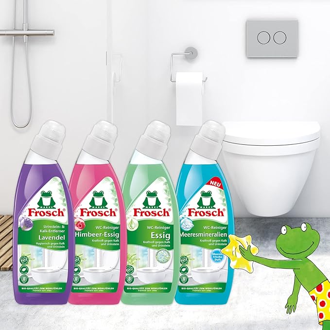 Frosch Vinegar Toilet Cleaner Liquid Toilet Cleaner Removes Lime and Urinary Stone for Powerful Cleaning with Vinegar and Pumice Flour 750 ml