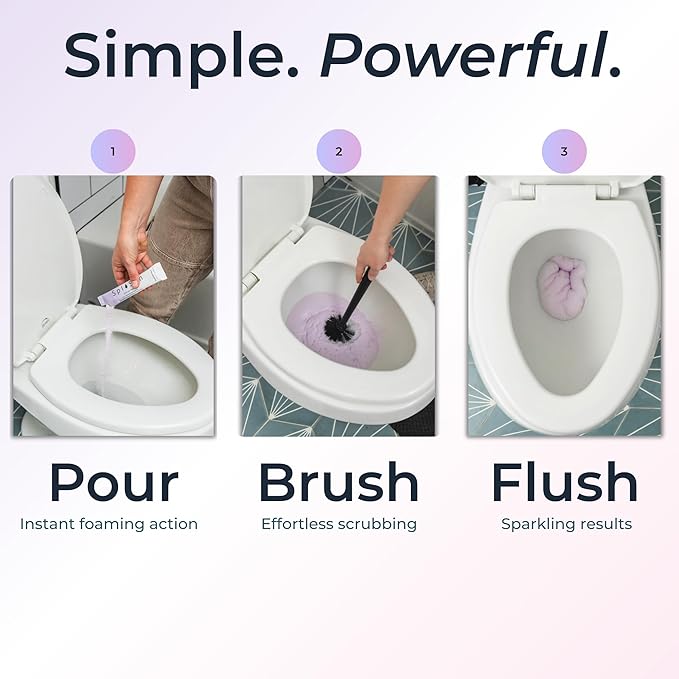 SplaShh 5 in 1 Foaming Toilet Bowl Cleaner 30 Powder Packets Fresh Citrus Scent No Harsh Chemicals Easy Clean Replaces Sprays Pods &amp Tablets Stain &amp Odor Remover Convenient Pouches