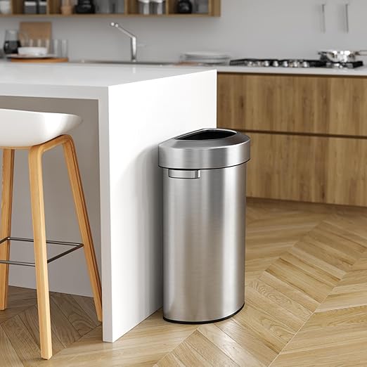 iTouchless 23 Gallon Semi-Round Open Top Trash Can and Recycle Bin 87 Liter Slim and Space-Saving Design for Home Office Kitchen Restaurant Restroom Large Capacity