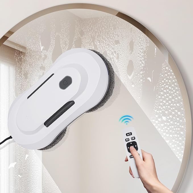 Window Cleaning Robot 2800Pa Suction Electric Glass Cleaner with Remote Control and Safety Rope Automatic Window Washer for Home Office