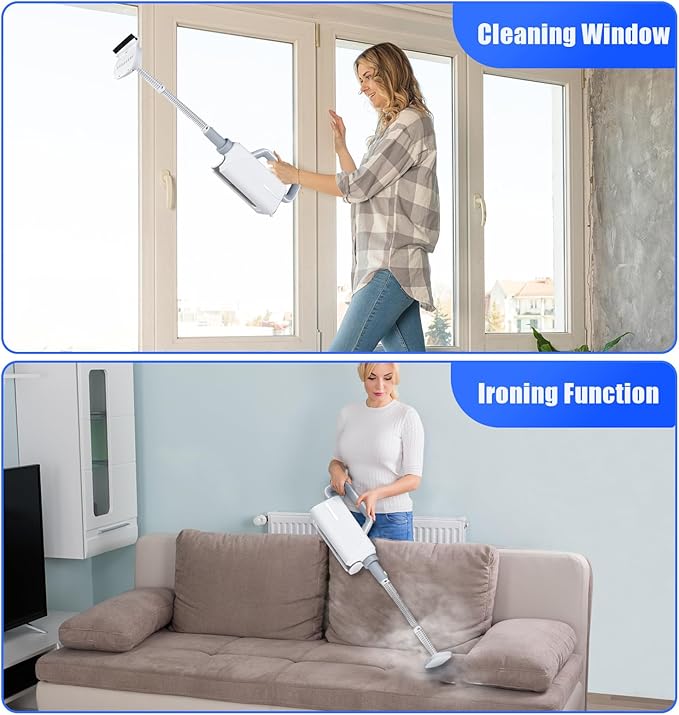Household Steam Mop for Floor Cleaning Detachable Handheld Cleaner Floor Steamer 370ml Water Tank 2-Level Steam with 3 Cleaning Brush Window Cleaner Clothes Ironing Head Steam Cleaner for Hardw