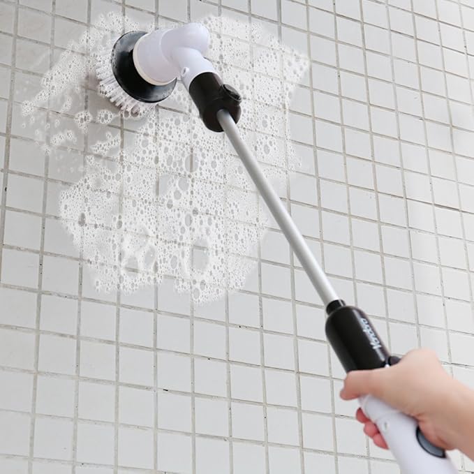 2020 New Electric Spin Scrubber 360 Power Bathroom Scrubber with 3 Multi-Purpose Replaceable Brush Heads for Cleaning Shower Floor Tile Grout &amp Kitchen