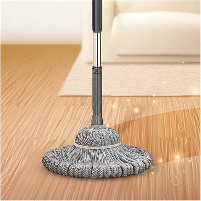 360 Rotating Self Wringing Twist Mop with Long Handle Easy Squeeze Wet Dry Dual Use Multifunctional for Floor Cleaning
