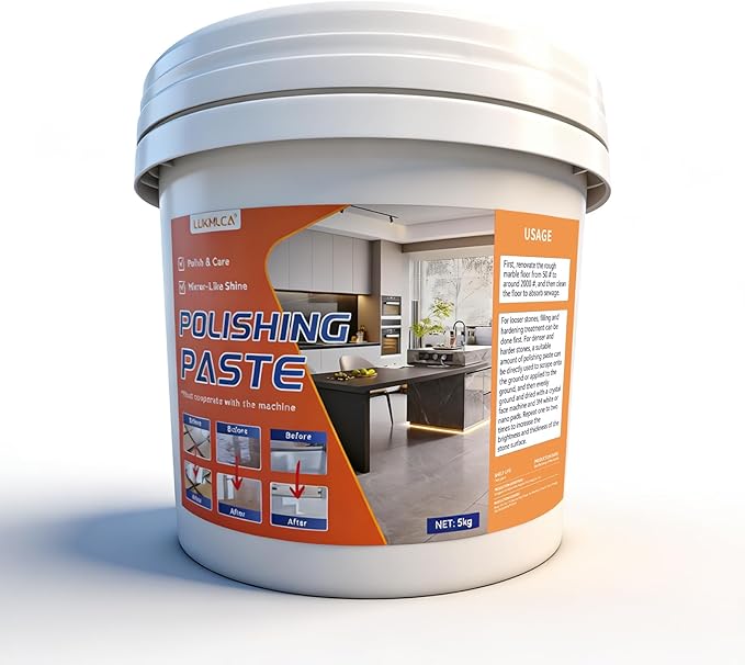 Professional Nature Stone Polishing Kit with Paste | Sealer &amp Protectant for Marble Granite Quartz Countertops Floors &amp Walls - Must Be Used with Polishing Machine (5kg)