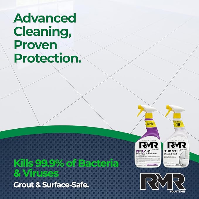 RMR Bathroom Brilliance Bundle – Tub &amp Tile Stain Spray + RMR-141 EPA Registered Mold &amp Mildew Remover 2-Step Bathroom Cleaning &amp Disinfecting System for Showers Sinks Tile Grout 2–32