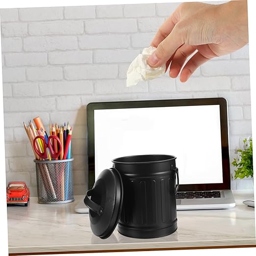 NUOBESTY Office Trash Bin Creative Garbage Can Lid for Bedroom Home Rubbish Can Pencil Cup Wastebasket