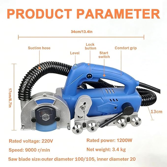 Tile Joint Cleaning Machine 1200W 9000RPM Electric Grout Remover 220V DIY Tile Grout Remover Ideal For Cleaning Shower TileS Joints Floor Gaps And Removing Old(Machine+1.7mm seam cleaning sheet)