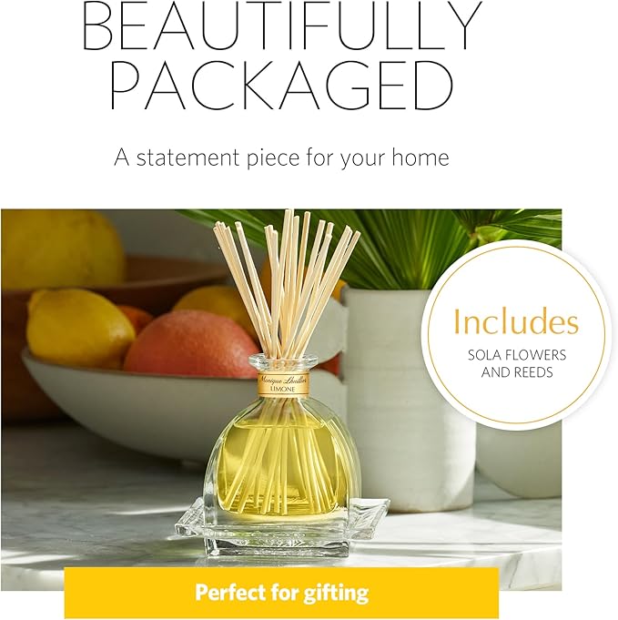 AGRARIA Monique Lhuillier Limone Scented AirEssence Diffuser 7.4 Ounces with Reeds and Flowers