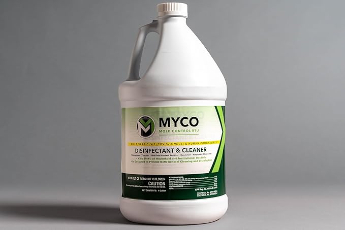 Myco Mold Control RTU – Ready-to-Use EPA-Registered Hospital Grade Disinfectant &amp Cleaner Quat Formula for Mold Remediation &amp Bacteria Control Commercial &amp Residential Use 1 Gallon