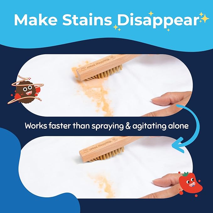 Miss Mouth's Messy Eater Stain Treater 16oz Spray &amp Laundry Brush - Gentle Scrub for Spot Cleaning Pre-Treating Baby Clothes &amp Delicates
