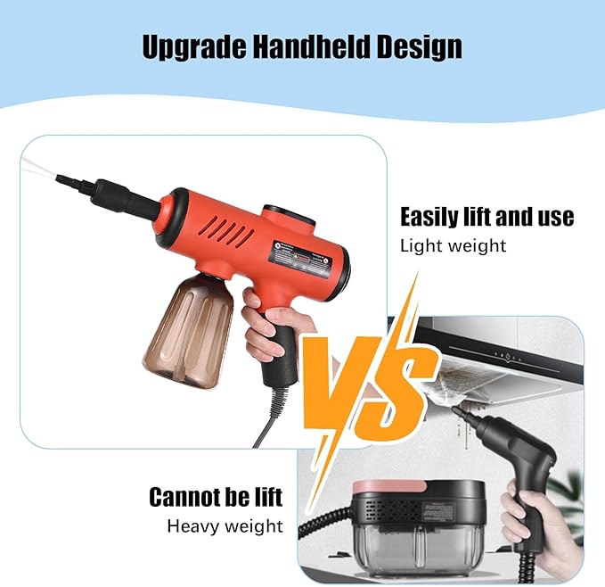 Handheld Steam Cleaner 1500W Portable Steamer for Cleaning with 600ml Removable Tank &amp 7 Accessories - Adjustable 3-Temperature Control Fast Heating &amp Deep Cleaning for Home (US plug)