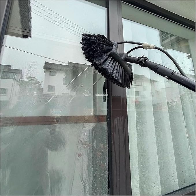 Water Fed Pole Kit Water Fed Brush Water Fed Pole Kit 36ft Length Water Fed Brush w/Squeegee Cleaning Tool for Window Glass Extendable Cleaner(35cm Brush Head9M/30F