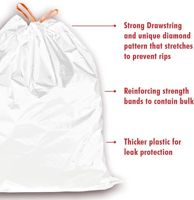 iTouchless Tall Trash Bags Fits 8 Gallon Garbage Can Strong Bathroom Kitchen Bin Liners for Rubbish Recycling Compost in the Home Office 40 Count Clear