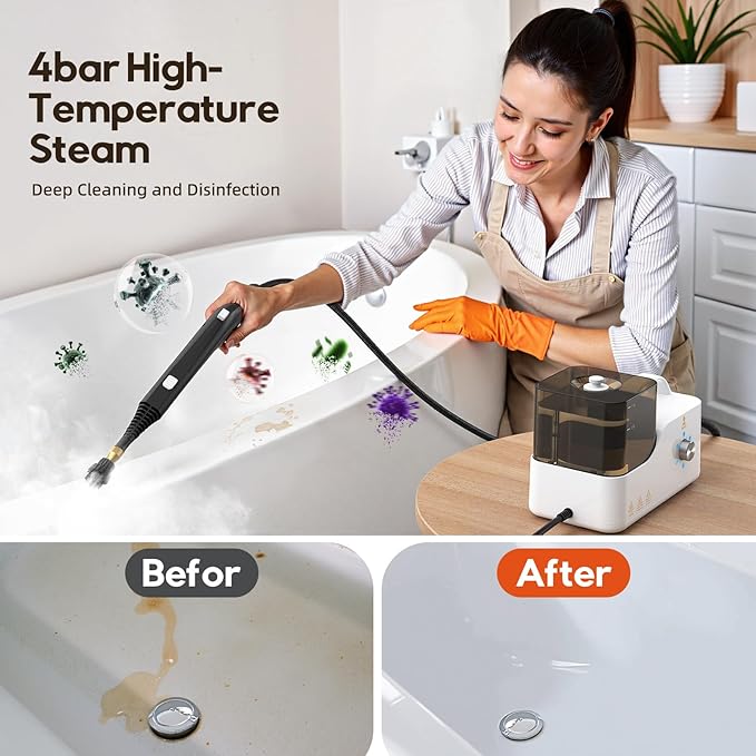 Lubluelu High-Pressure Steam Cleaner for Home Car Detailing &amp Kitchen 2600W Handheld Steamer with 10s Heat-Up for Bathroom Floors &amp Upholstery