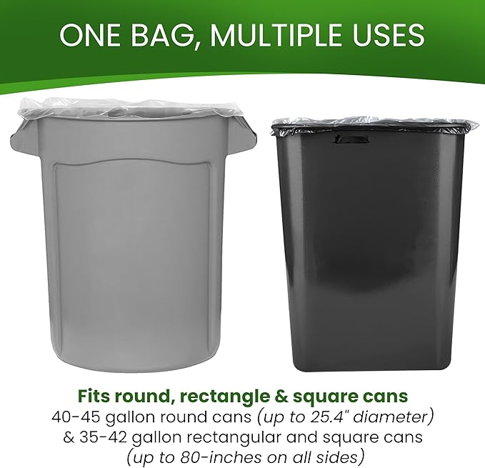 Betta 40-45 Gallon Clear High-Density Trash Bags 250 Count Box (40x48-inch) Commercial Medium-Duty Garbage Can Liners