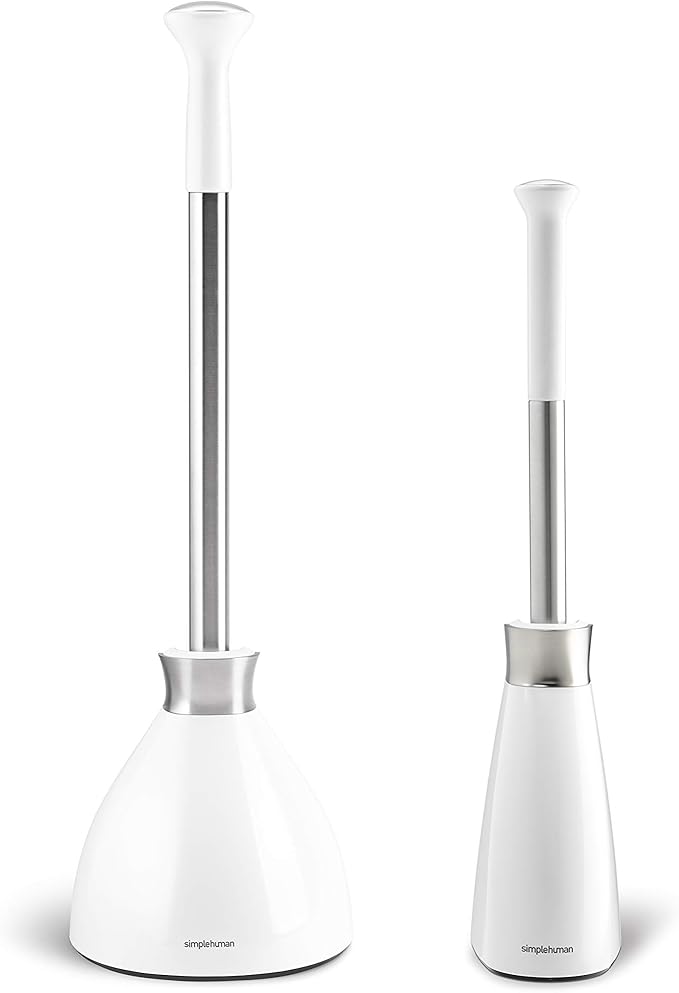 simplehuman Plunger and Toilet Brush Bundle White