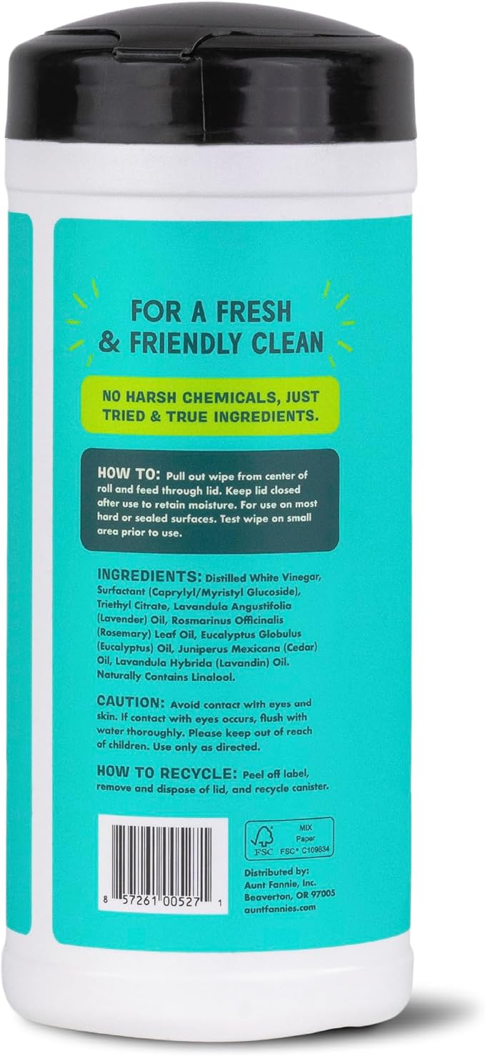 Aunt Fannie's Bundle: Bathroom Cleaner Spray 6 Pack + Vinegar Cleaning Wipes 35 Count Eucalyptus