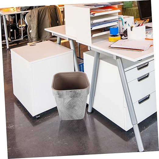Rustic Wood-Style Trash Can Large Square Wastebasket Gray for Home Office Bedroom Kitchen Smooth Surface Container