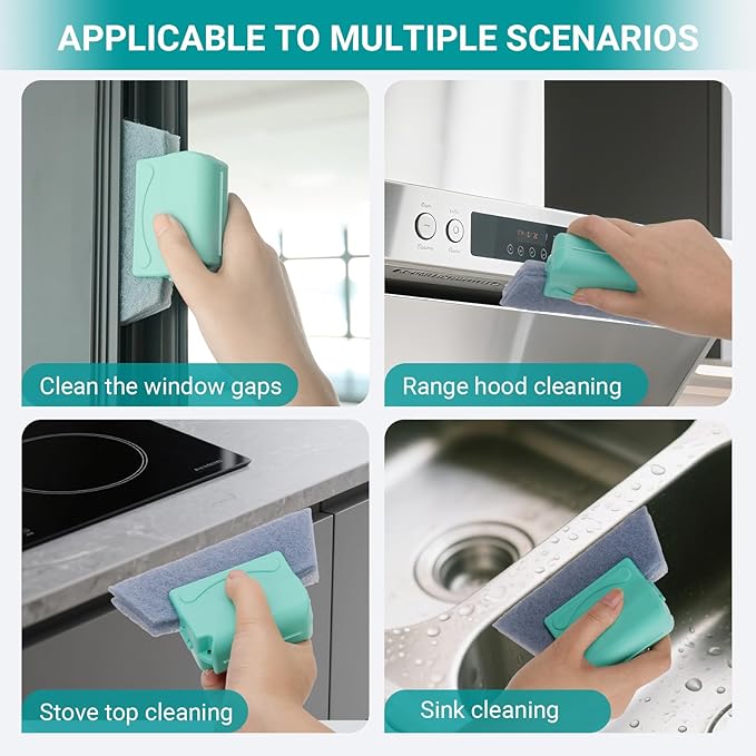 Window Cleaner Tool Window Screen Cleaner and 3 Pack Track Cleaning Brush with 6 Replacement Cleaning Cloths Detachable Window Cleaner Tool with Wet and Dry Dual-Use